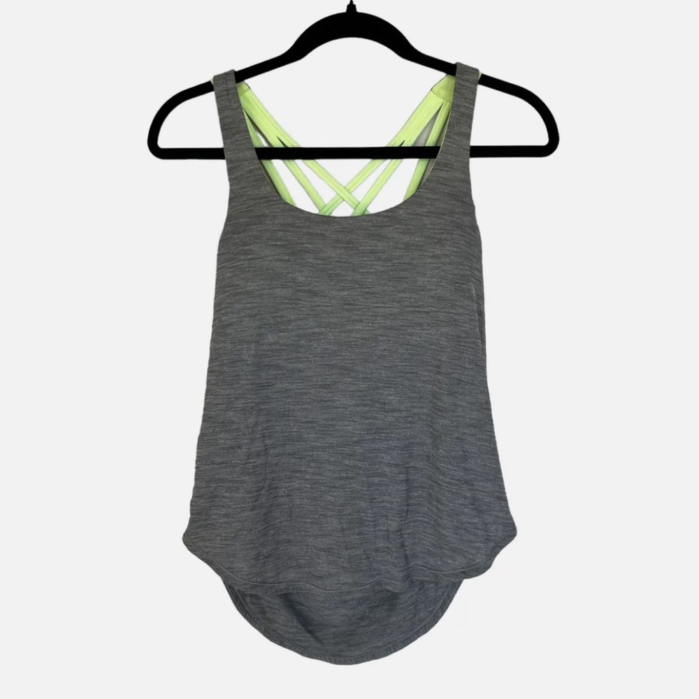Lululemon Wild Tank Top With Sports Bra in Gray and Green Size 10